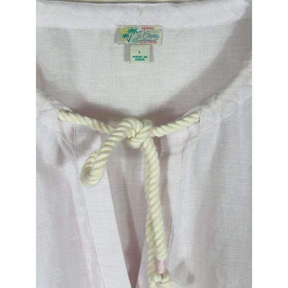 J. Crew Beachwear Large Pink Linen Blend Cover Up Tunic Coastal Beach Pockets - Picture 8 of 14
